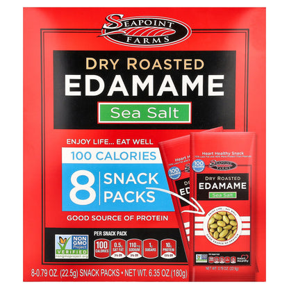 Seapoint Farms, Dry Roasted Edamame, Sea Salt, 8 Snack Packs, 0.79 oz (22.5 g) Each