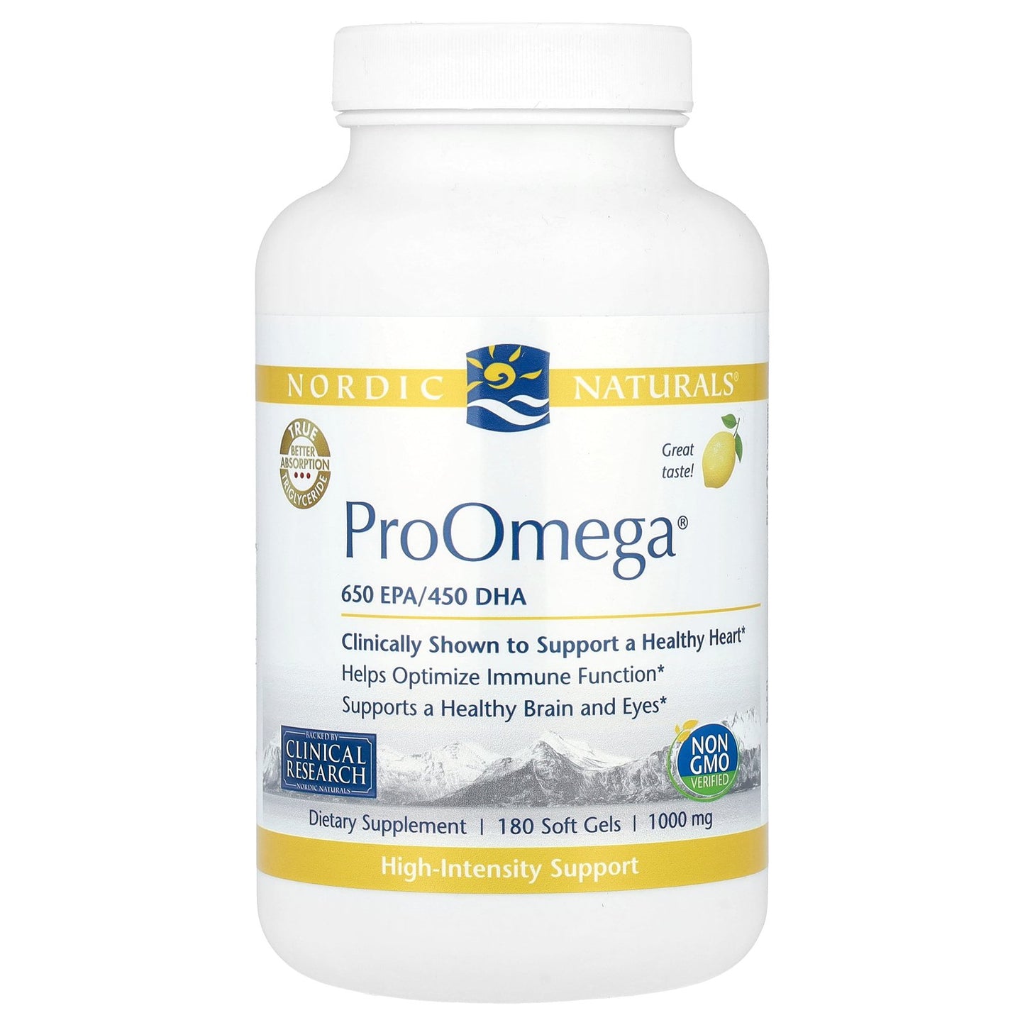 Nordic Naturals, ProOmega®, Lemon, 1,000 mg, 180 Soft Gels (500 mg per Soft Gel)