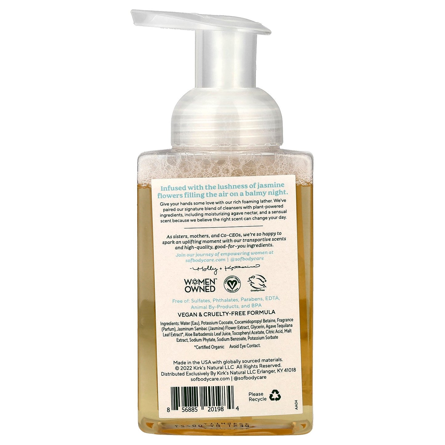 SoF, Hydrating Foaming Hand Wash with Agave Nectar, Blooming Jasmine, 8 fl oz (236 ml)