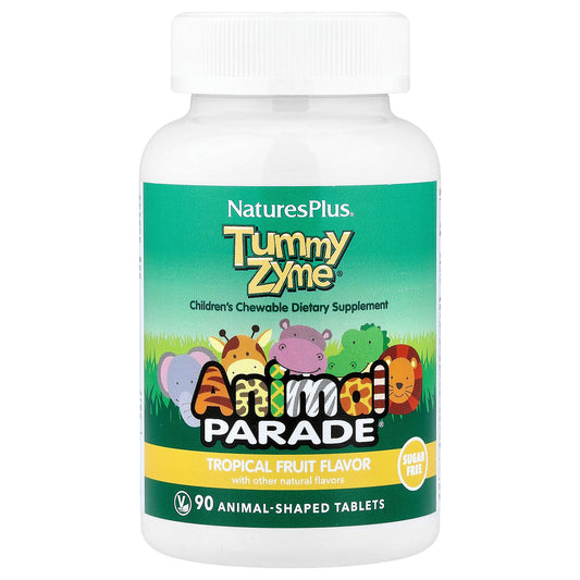 NaturesPlus, Animal Parade®, Tummy Zyme®, Sugar Free, Tropical Fruit, 90 Animal-Shaped Tablets