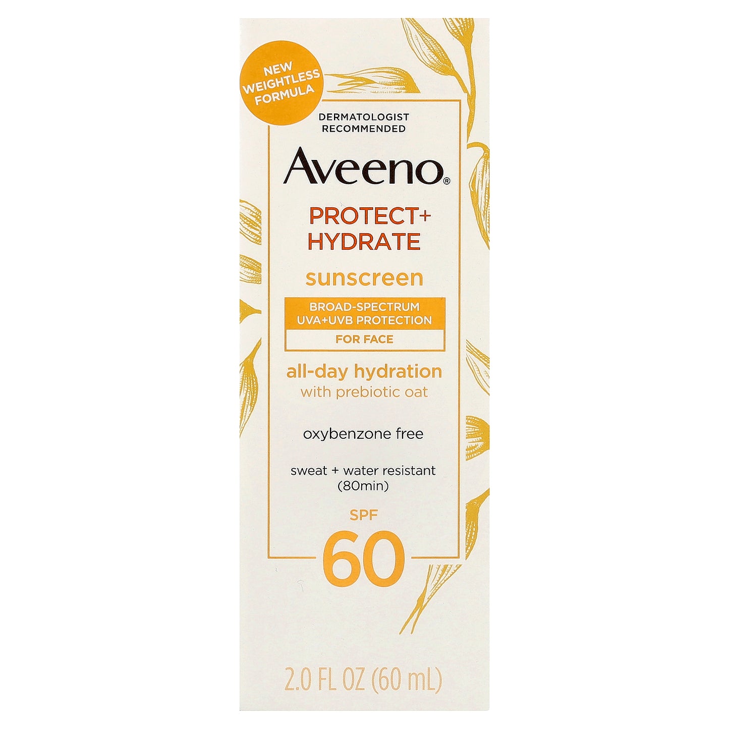 Aveeno, Protect + Hydrate, Sunscreen, For Face, SPF 60, 2 fl oz (60 ml)