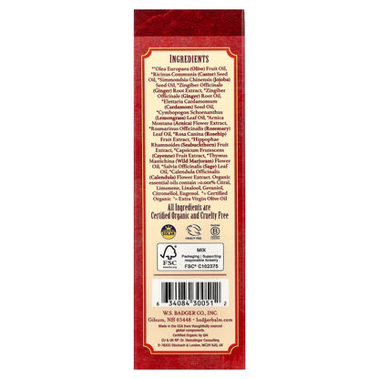 Badger, Deep Tissue Massage Oil, Ginger with Arnica & Cayenne, 4 fl oz (118 ml)