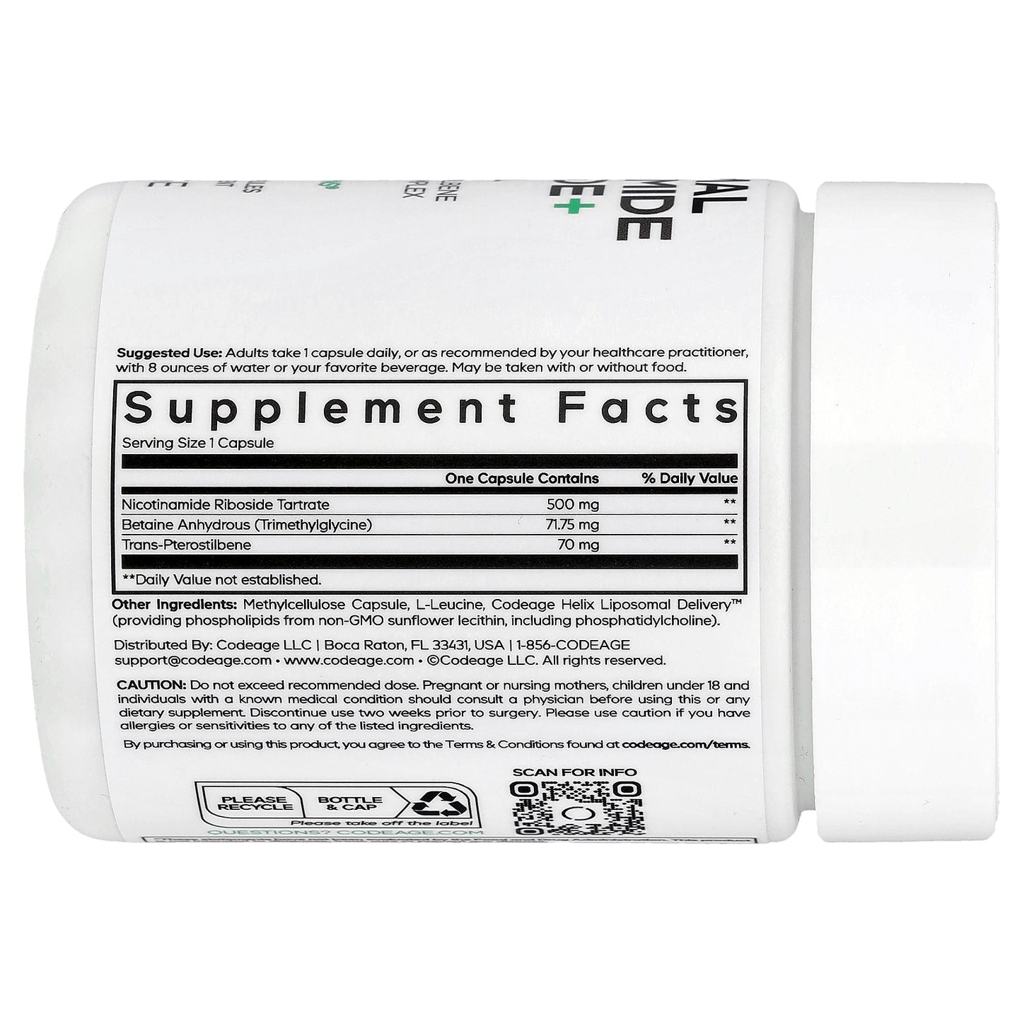 Codeage, Liposomal Nicotinamide Riboside+, 60 Vegetable Capsules