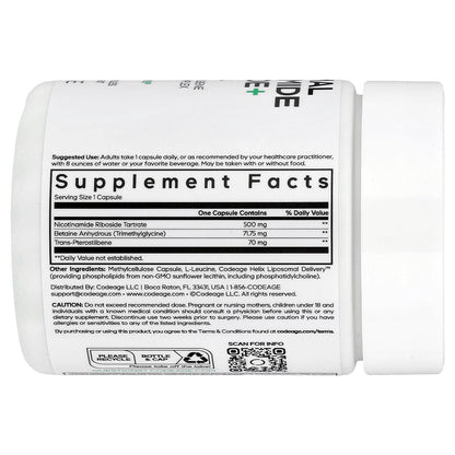 Codeage, Liposomal Nicotinamide Riboside+, 60 Vegetable Capsules