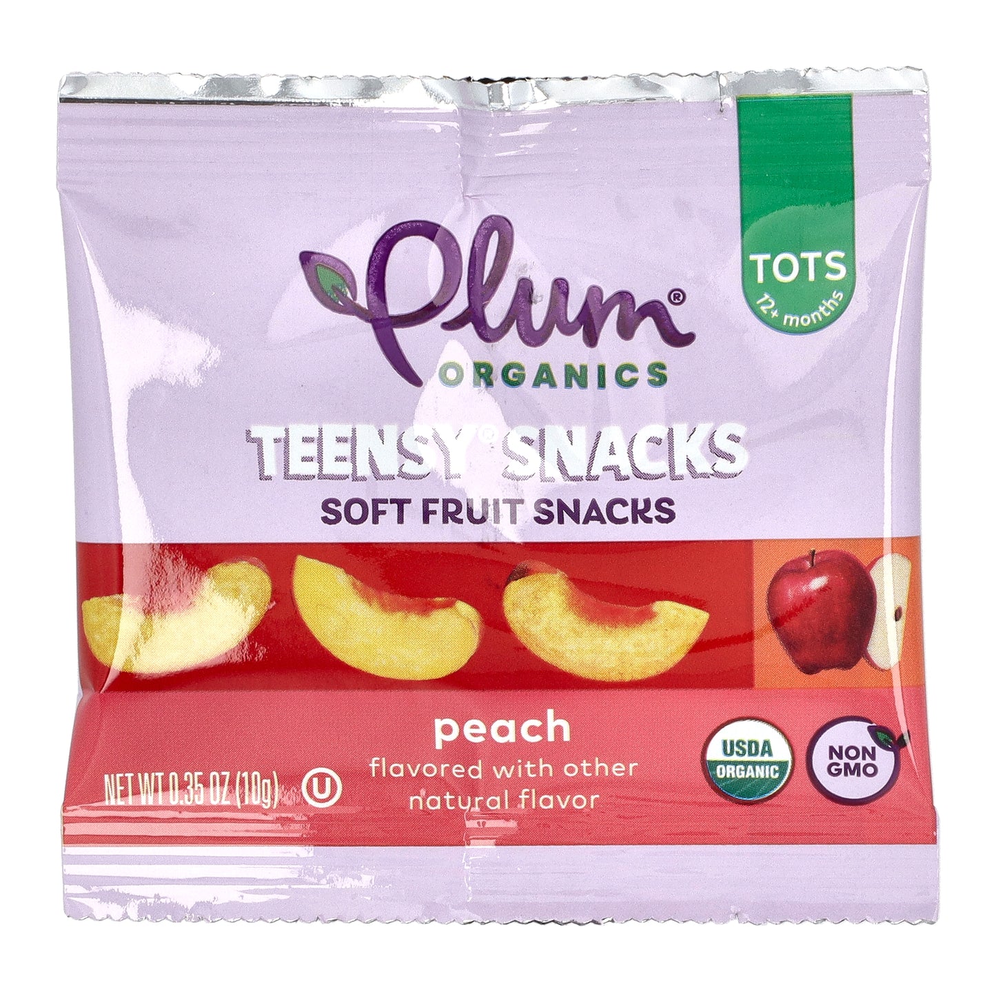 Plum Organics, Teensy Soft Fruits Snacks, 12+ Months, Peach, 5 Packs, 0.35 oz (10 g) Each