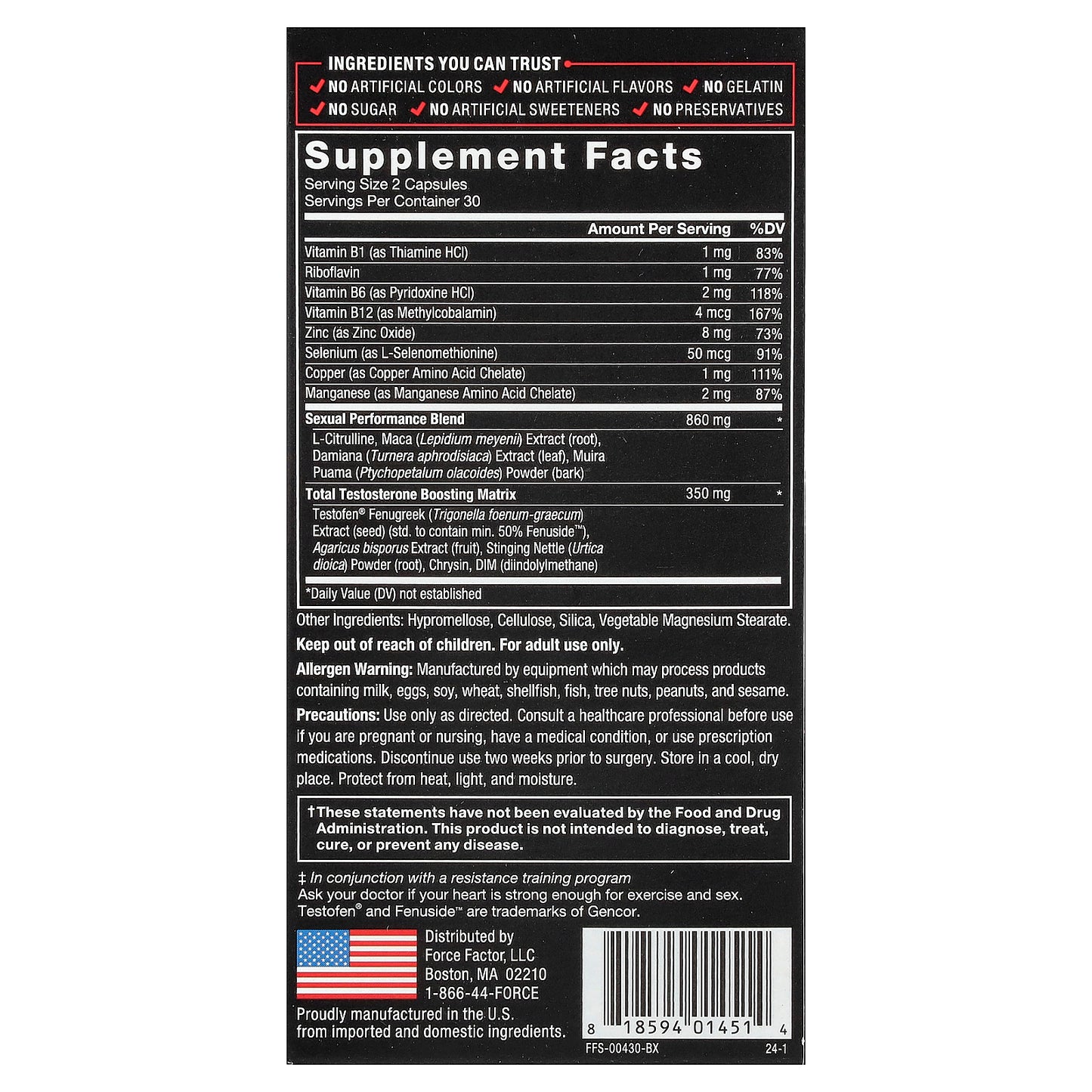 Force Factor, Test X180 Alpha®, 60 Capsules