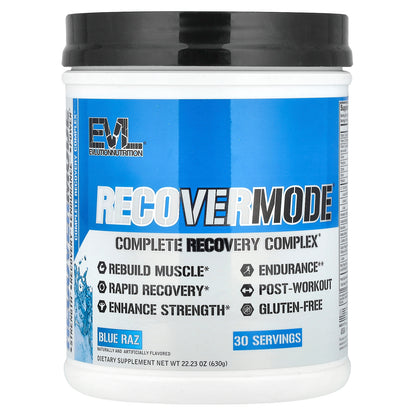 EVLution Nutrition, RECOVERMODE, Complete Recovery Complex, Blue Raz, 22.23 oz (630 g)