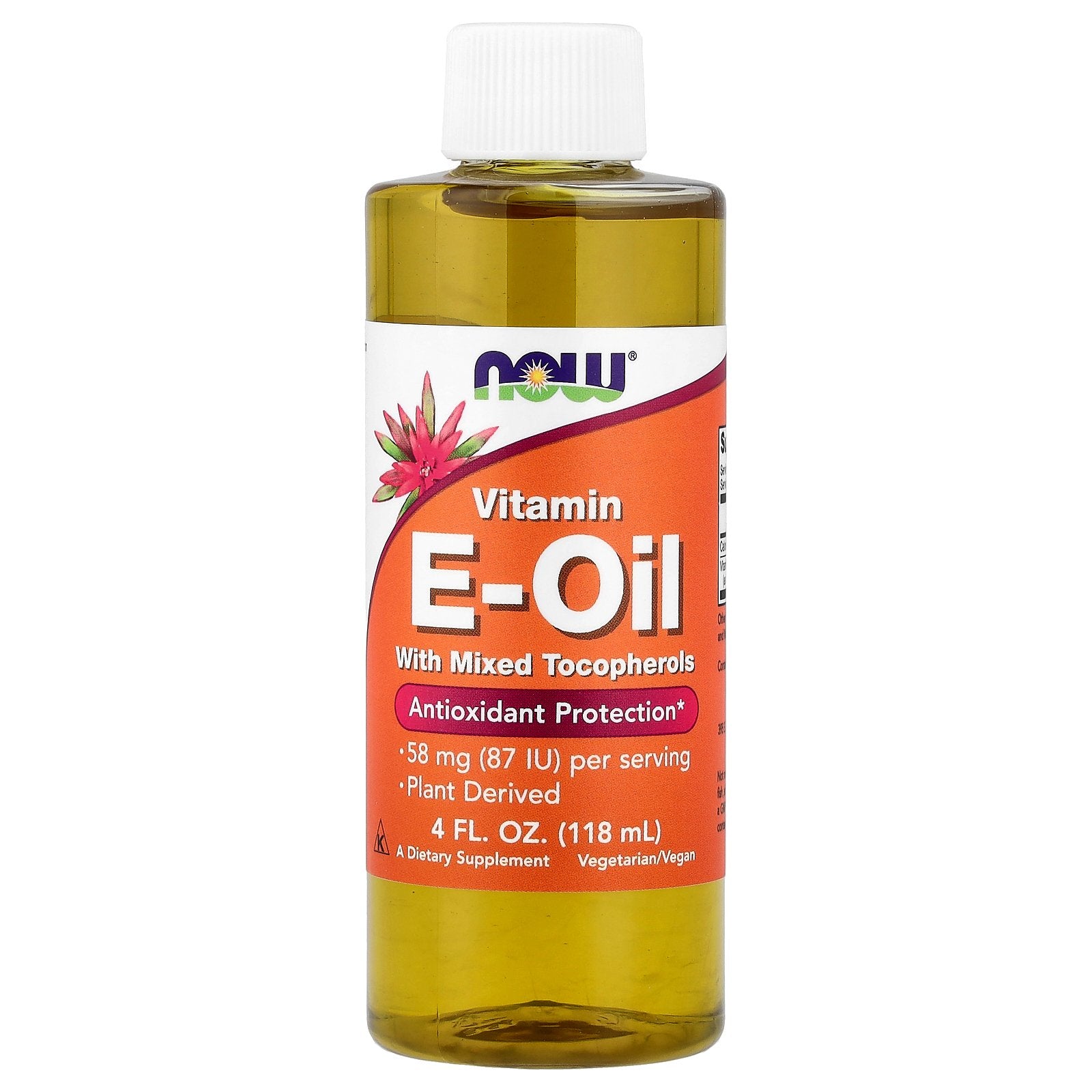 NOW Foods, Vitamin E-Oil with Mixed Tocopherols, 58 mg (87 IU), 4 fl oz (118 ml)