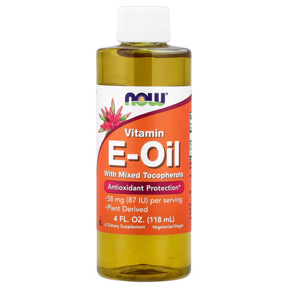 NOW Foods, Vitamin E-Oil with Mixed Tocopherols, 58 mg (87 IU), 4 fl oz (118 ml)