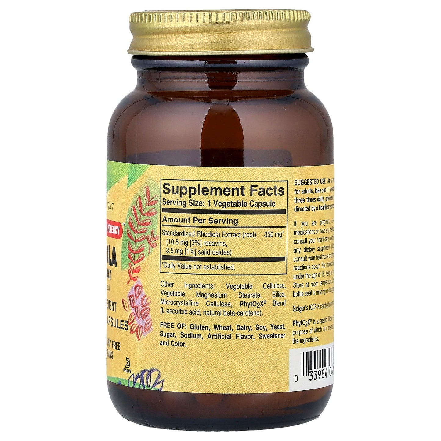 Solgar, Rhodiola Root Extract, 60 Vegetable Capsules (350 mg per Capsule)