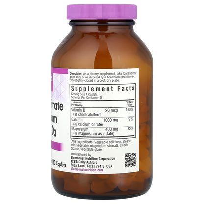 Bluebonnet Nutrition, Calcium Citrate Magnesium Vitamin D3, 180 Caplets