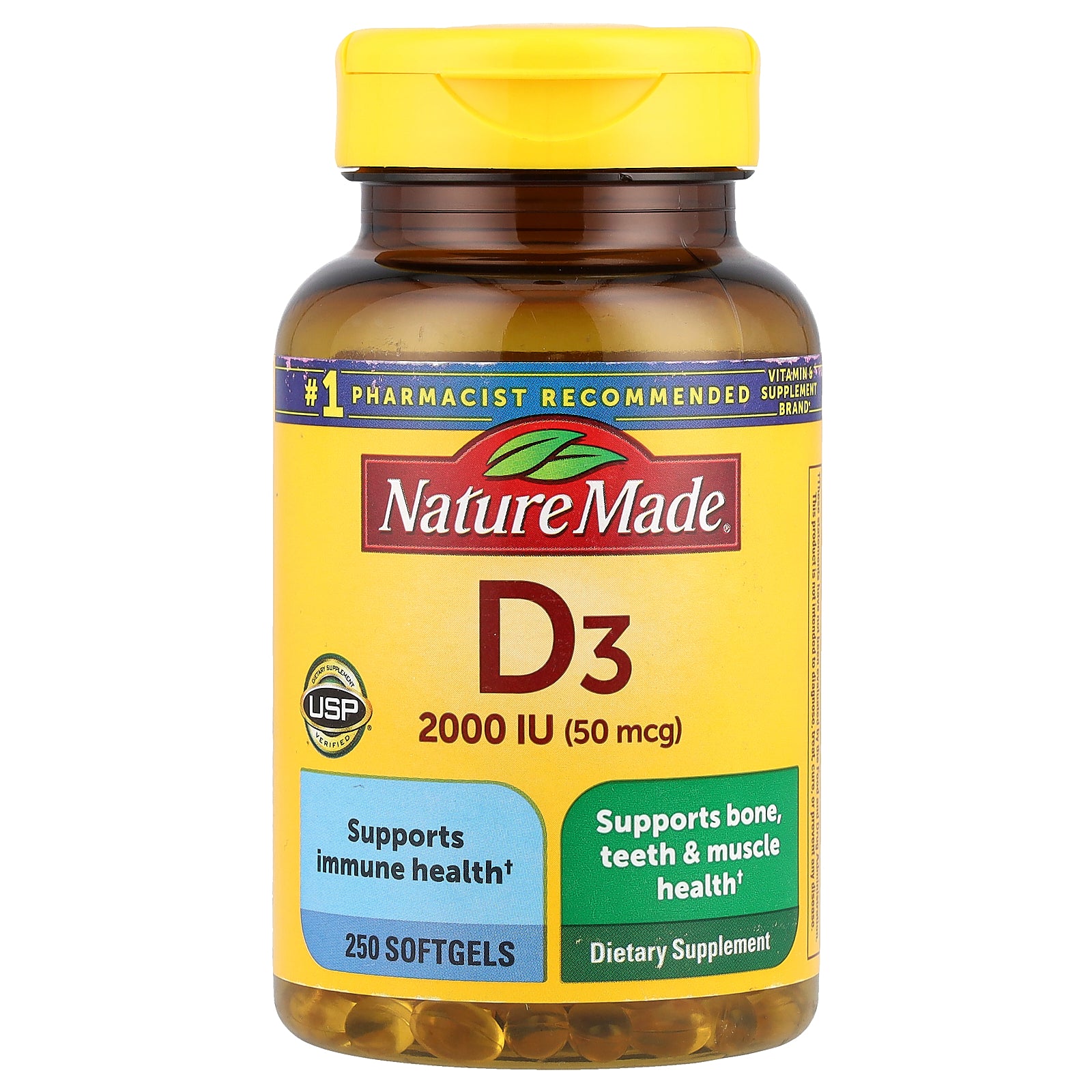 Nature Made, Vitamin D3, 50 mcg (2,000 IU), 250 Softgels