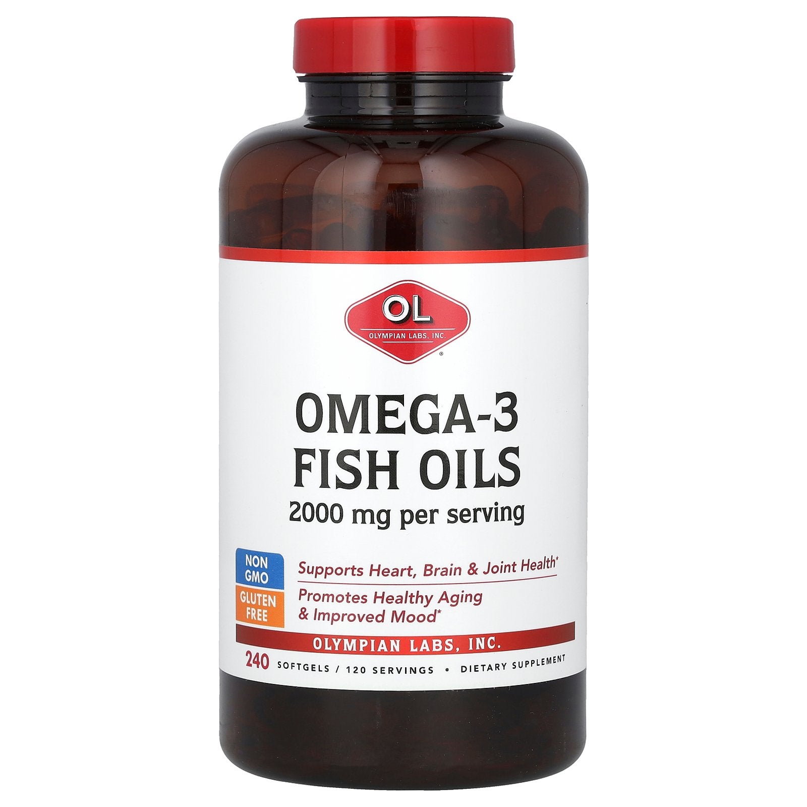Olympian Labs, Omega-3 Fish Oils, 240 Softgels (1,000 mg per Softgel)