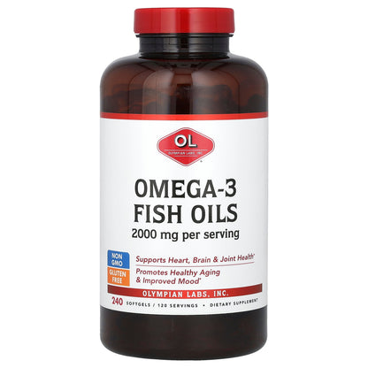 Olympian Labs, Omega-3 Fish Oils, 240 Softgels (1,000 mg per Softgel)
