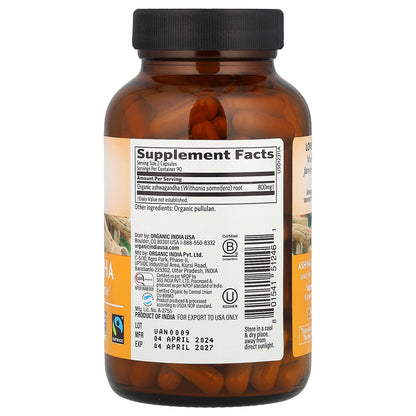 Organic India, Ashwagandha, 180 Vegetarian Caps (400 mg per Capsule)
