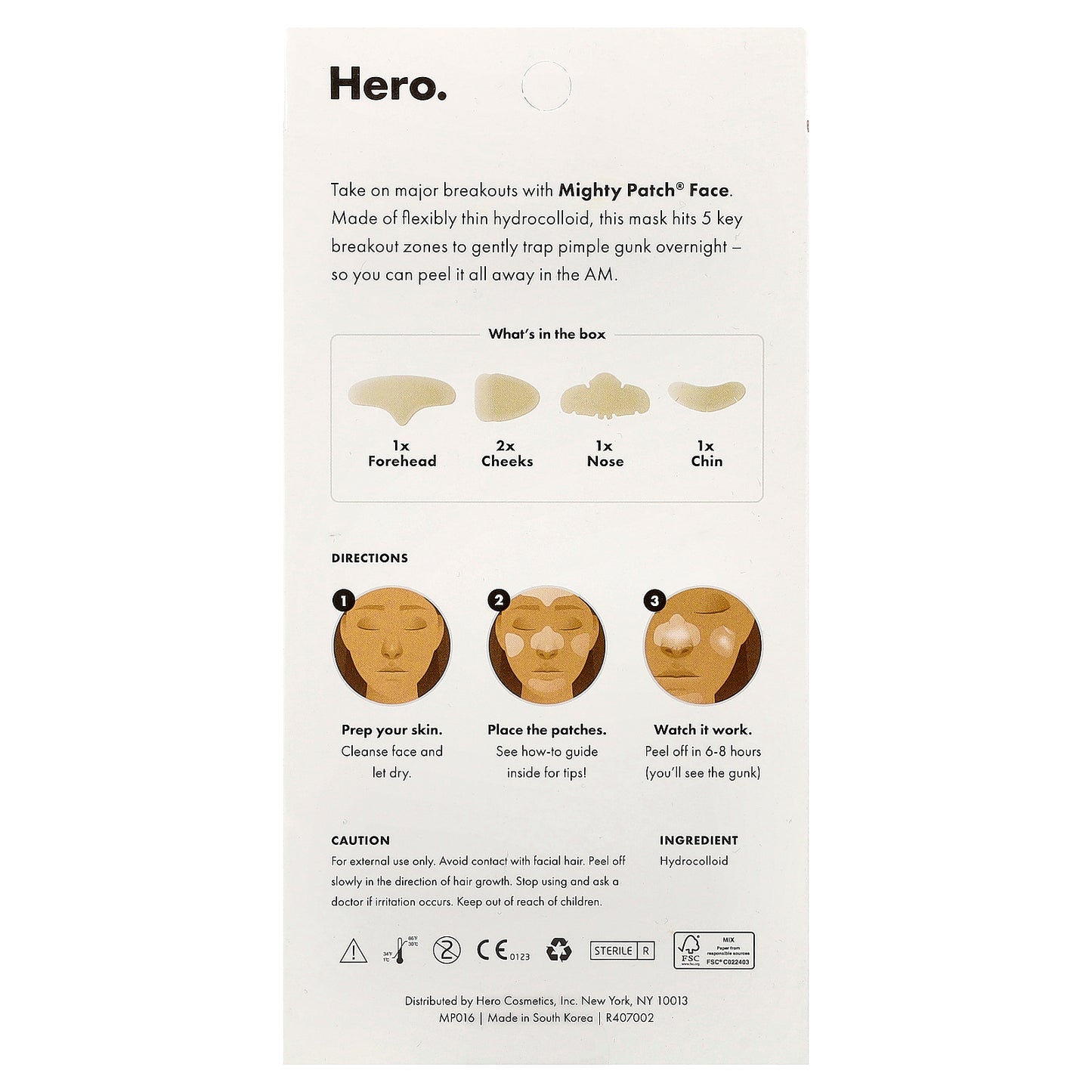 Hero Cosmetics, Mighty Patch®, Face, Oily, Combination Skin, 5 Hydrocolloid Patches