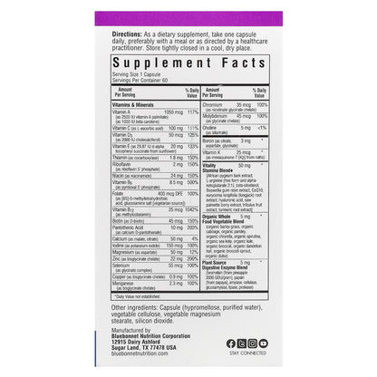Bluebonnet Nutrition, Men's ONE® 40+, Whole Food- Based Multiple, 60 Vegetable Capsules