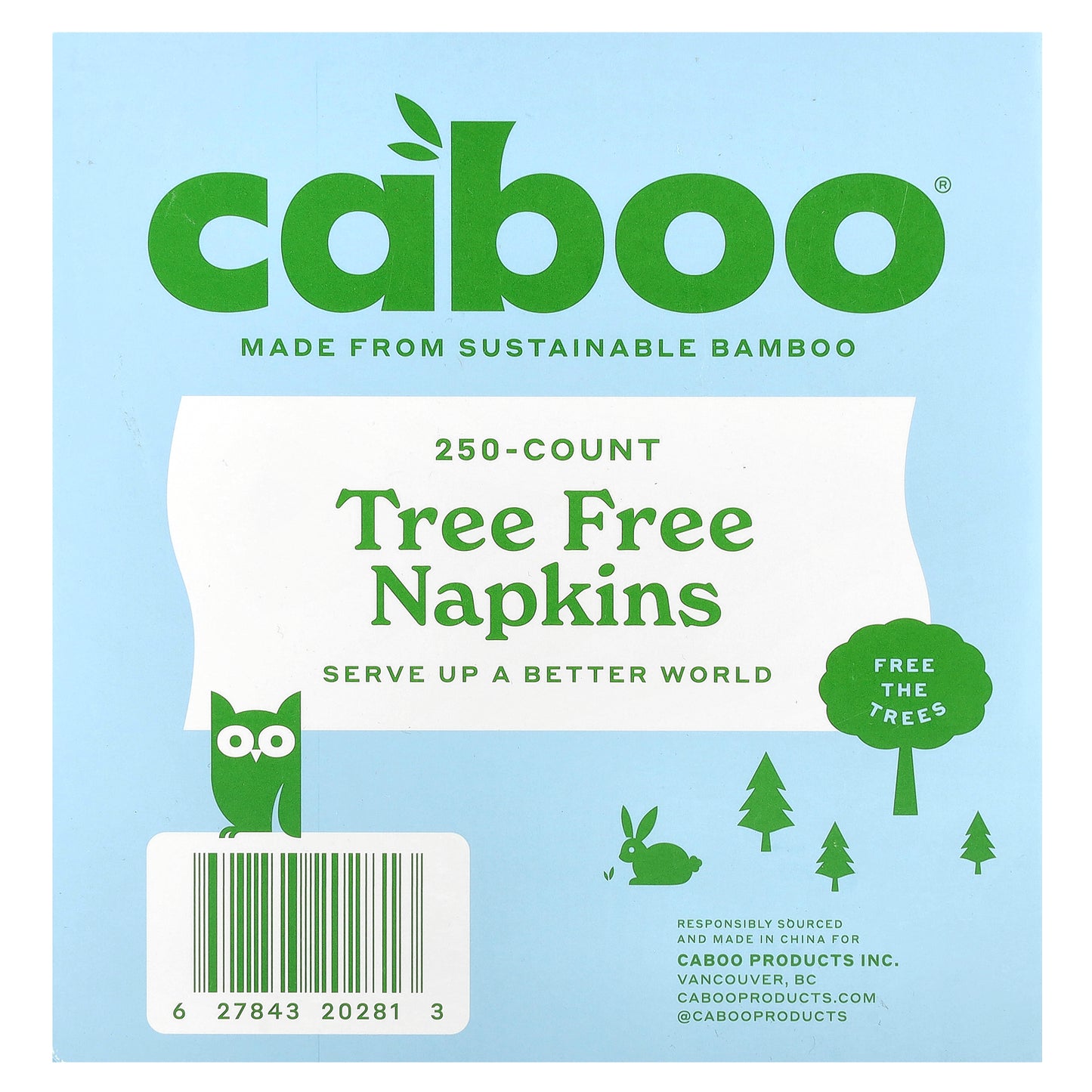 Caboo, Tree Free Bamboo Napkins, 250 Napkins