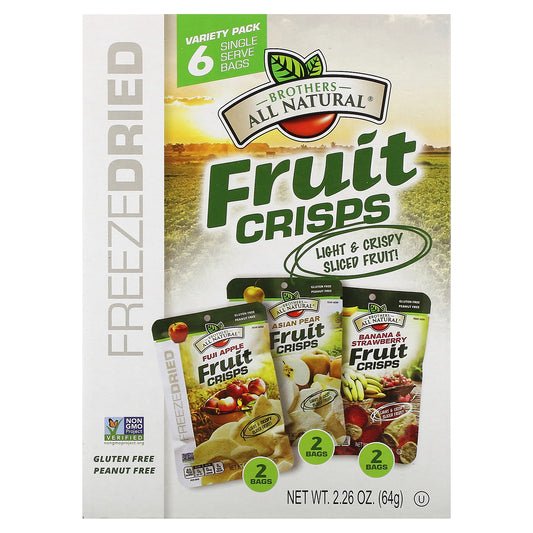 Brothers-All-Natural, Fruit Crisps, Variety Pack, 6 Single Serve Bags, 2.26 oz (64 g)