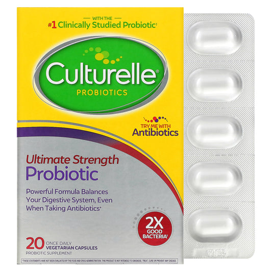 Culturelle, Probiotics, Ultimate Strength Probiotic, 20 Once Daily Vegetarian Capsules