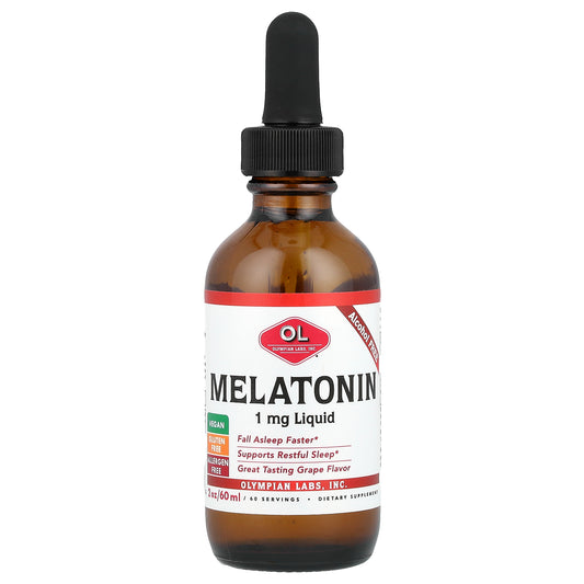 Olympian Labs, Melatonin, Alcohol Free, Grape, 1 mg, 2 oz (60 ml)