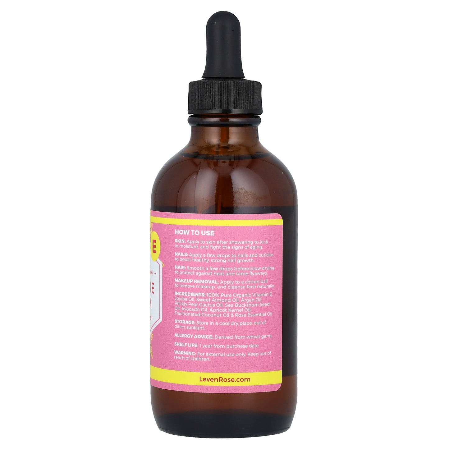 Leven Rose, 100% Nature Powered Vitamin E Serum, 4 fl oz (118 ml)