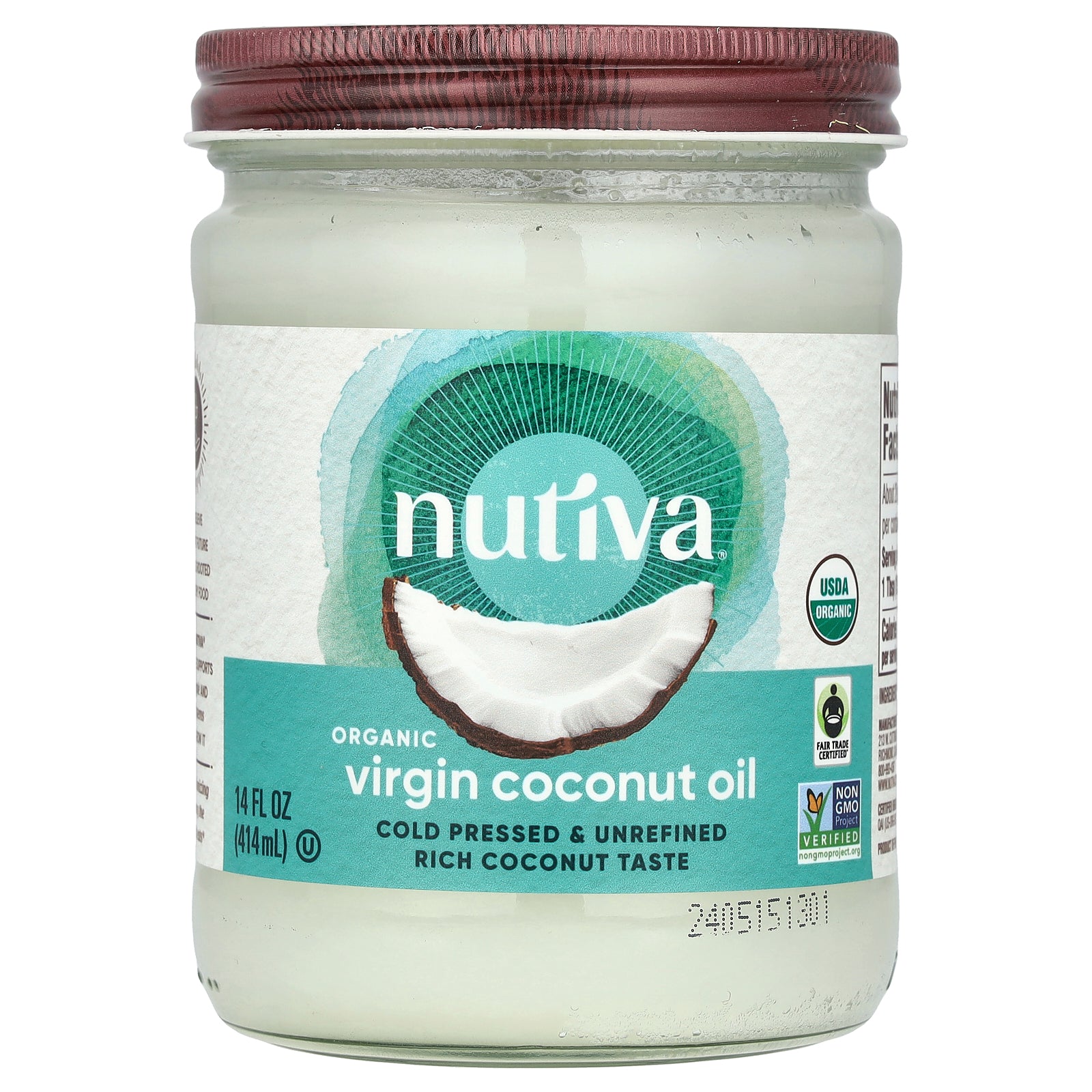 Nutiva, Organic Virgin Coconut Oil, 14 fl oz (414 ml)