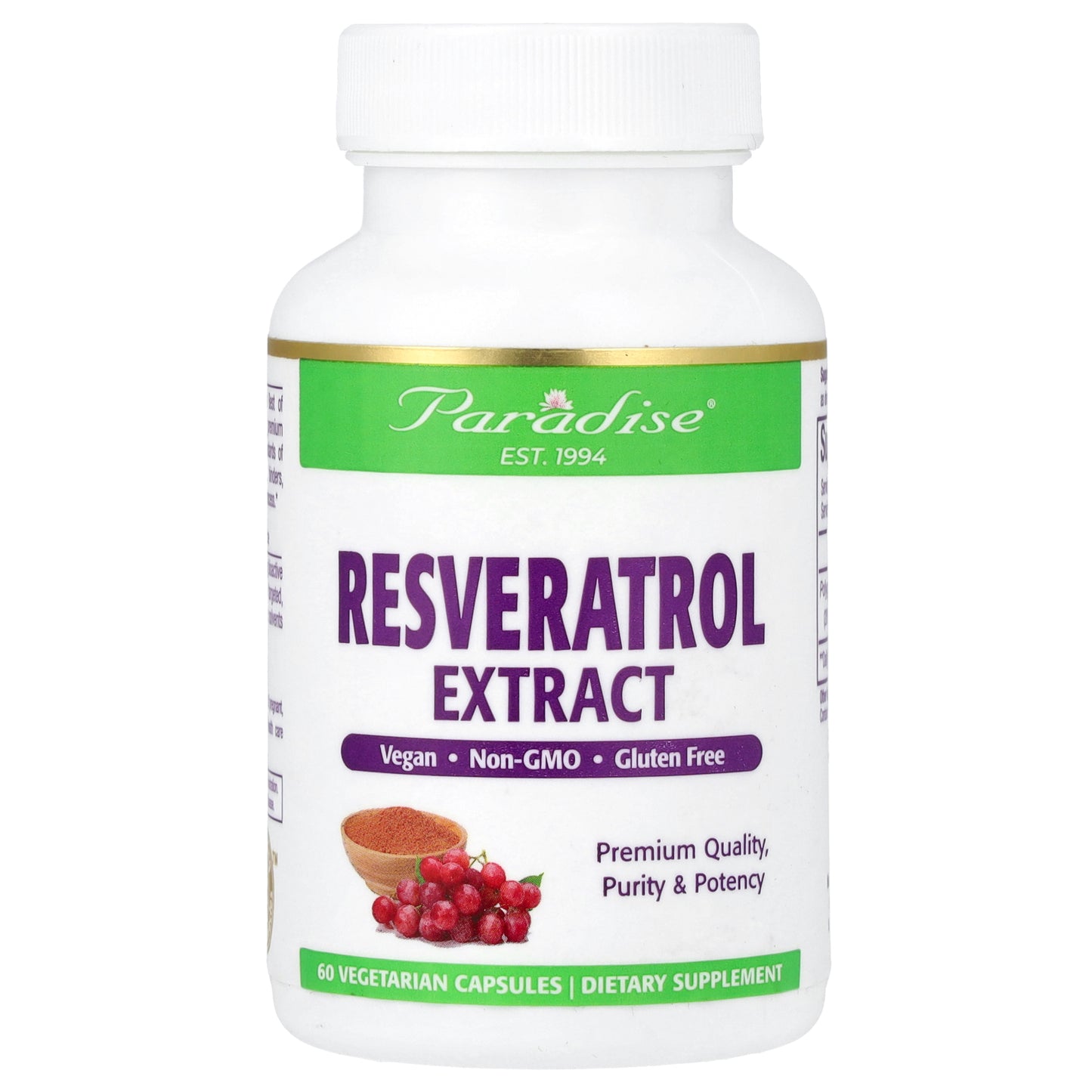 Paradise Herbs, Resveratrol Extract, 60 Vegetarian Capsules