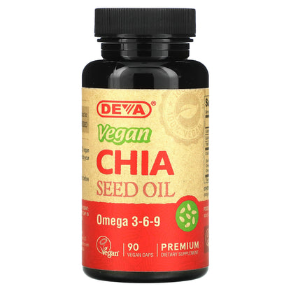 Deva, Premium Vegan Chia Seed Oil, 90 Vegan Caps