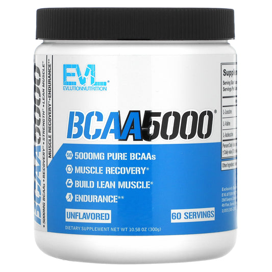 EVLution Nutrition, BCAA5000®, Unflavored, 10.58 oz (300 g)