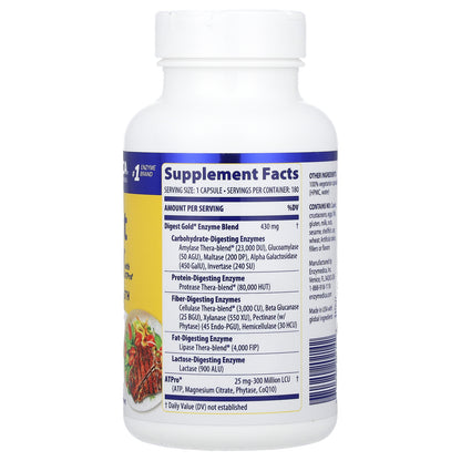 Enzymedica, Digest Gold® with ATPro®, Maximum Strength, 180 Capsules