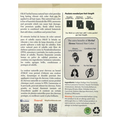 Okay Pure Naturals, Herbal Henna Natural Hair Color, Black, 2 oz (56.7 g)