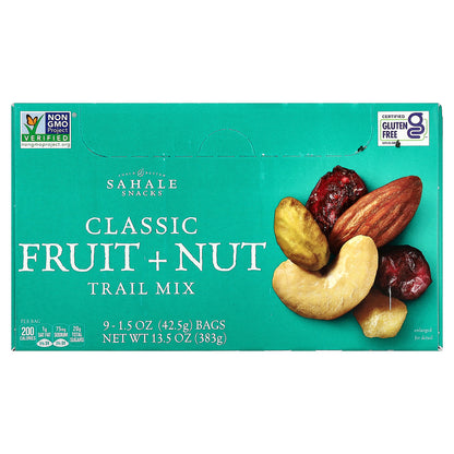 Sahale Snacks, Trail Mix, Classic Fruit + Nut, 9 Packs, 1.5 oz (42.5 g) Each