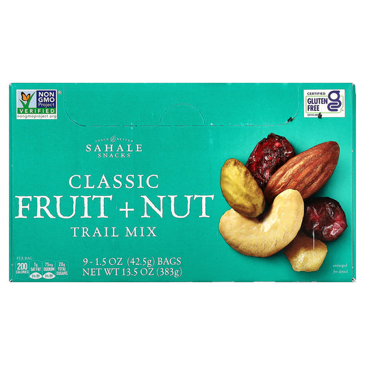 Sahale Snacks, Trail Mix, Classic Fruit + Nut, 9 Packs, 1.5 oz (42.5 g) Each