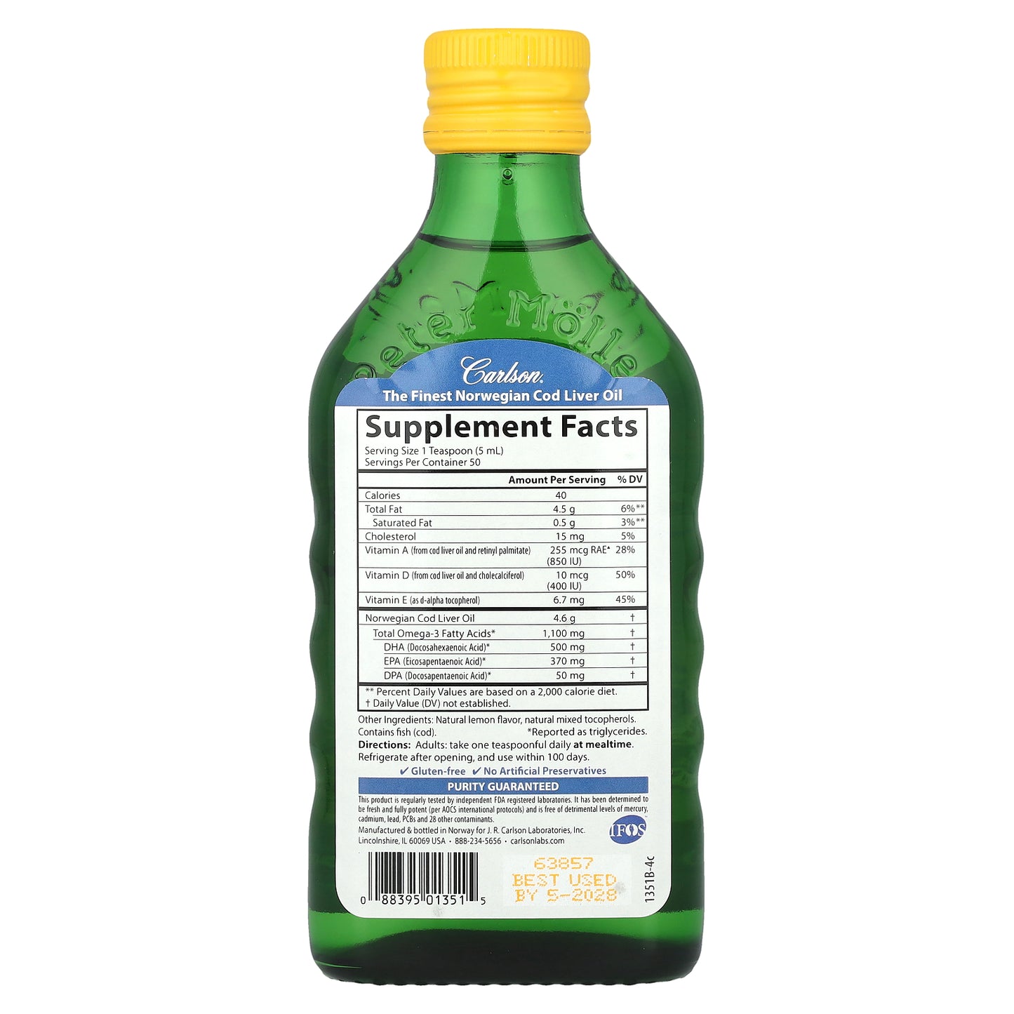 Carlson, Wild Norwegian, Cod Liver Oil, Natural Lemon, 8.4 fl oz (250 ml)