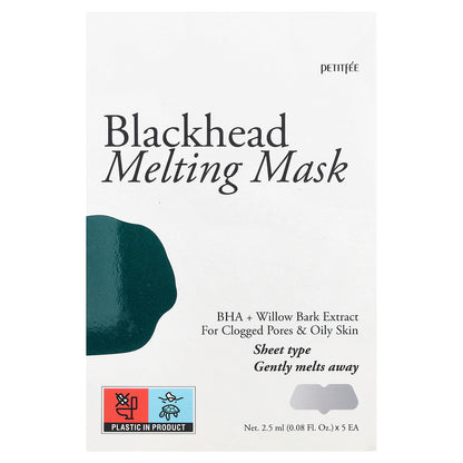 Petitfee, Blackhead Melting Beauty Mask, 5 Patches, 0.08 fl oz (2.5 ml) Each