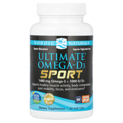 Nordic Naturals, Ultimate Omega®-D3, Sport, 60 Soft Gels