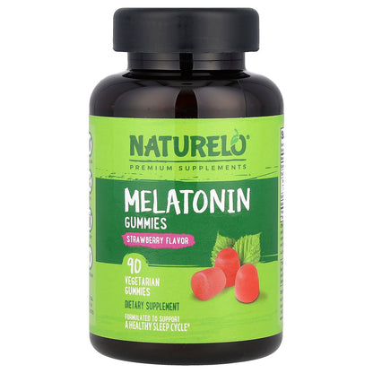 NATURELO, Melatonin Gummies, Strawberry, 90 Vegetarian Gummies