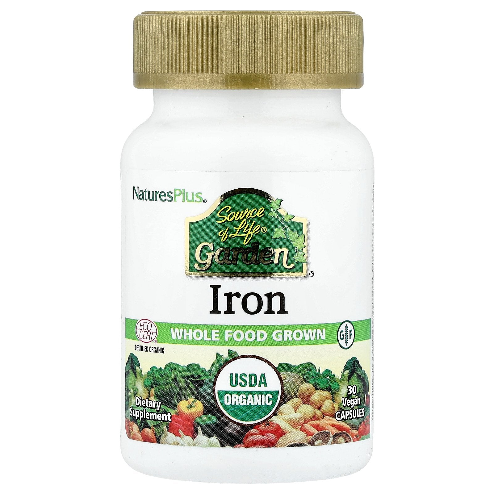 NaturesPlus, Source of Life Garden®, Iron, 30 Vegan Capsules (18 mg per Capsule)