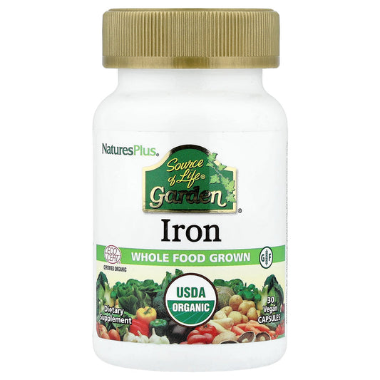 NaturesPlus, Source of Life Garden®, Iron, 30 Vegan Capsules (18 mg per Capsule)