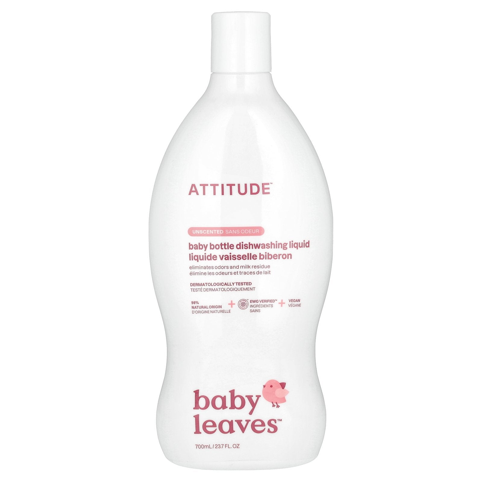 ATTITUDE, Baby Bottle Dishwashing Liquid, Unscented, 23.7 fl oz (700 ml)