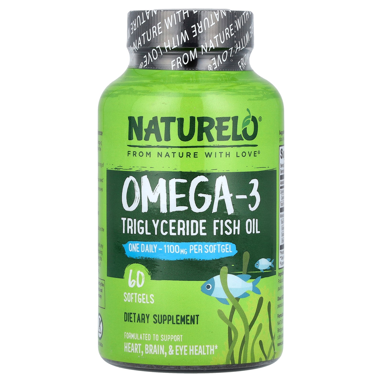 NATURELO, Omega-3 Triglyceride Fish Oil, 1,100 mg, 60 Softgels