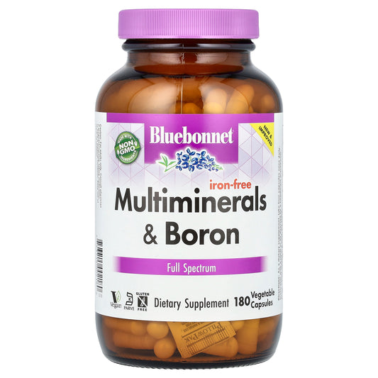 Bluebonnet Nutrition, Multiminerals & Boron, Iron-Free, 180 Vegetable Capsules