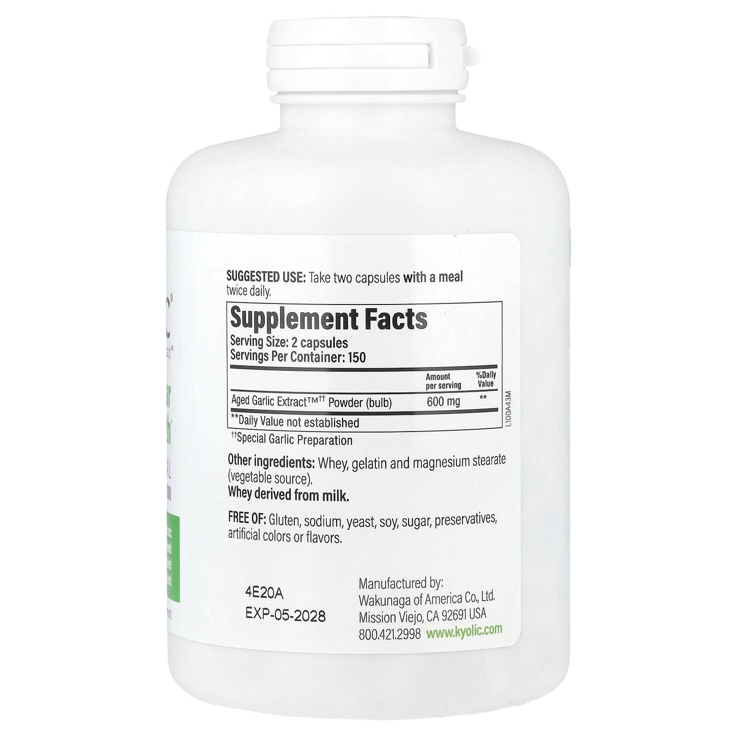 Kyolic, Aged Garlic Extract™, Cardiovascular Health, Original Formula 100, 300 Capsules (300 mg per Capsule)