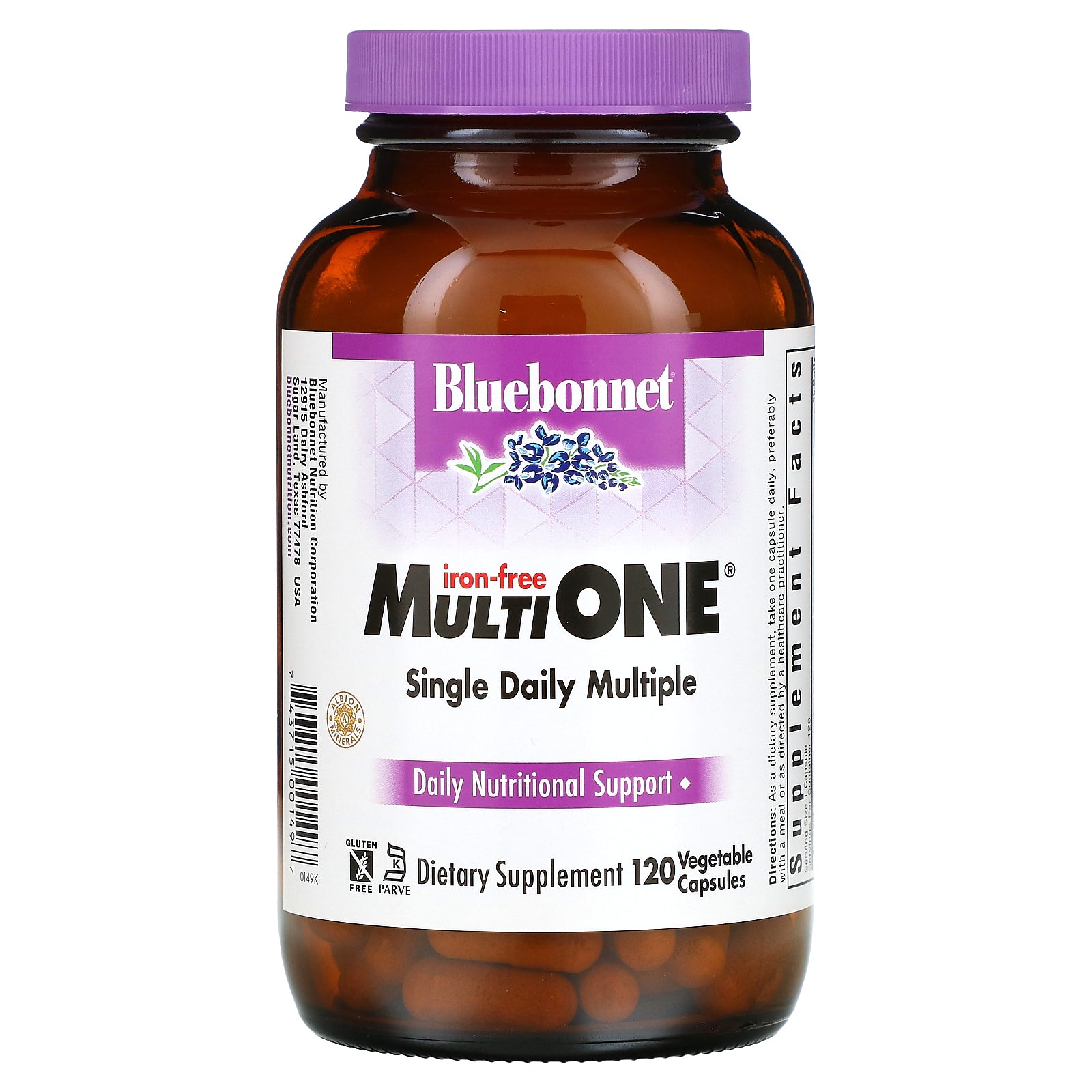 Bluebonnet Nutrition, MultiONE, Single Daily Multiple, Iron-Free, 120 Vegetable Capsules