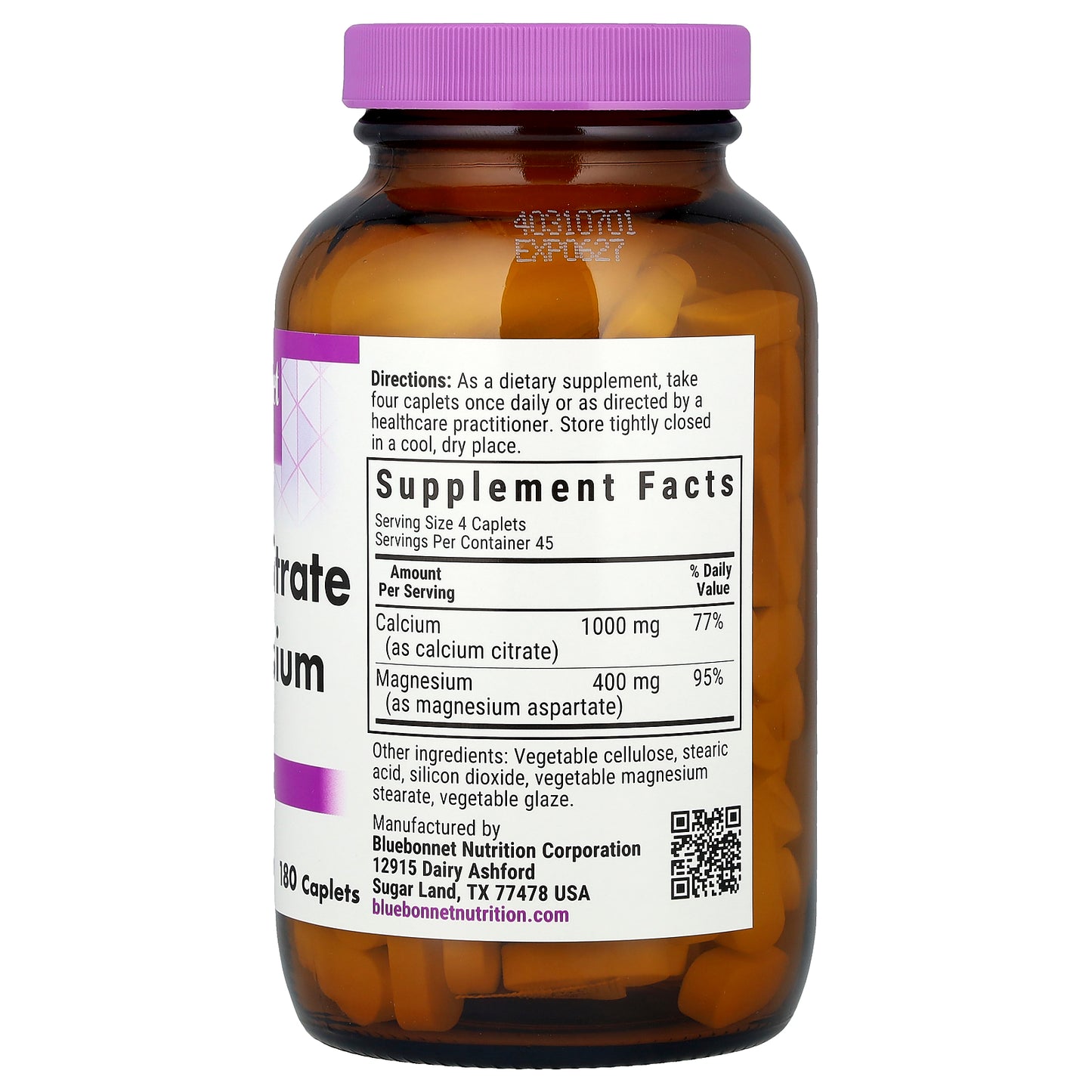 Bluebonnet Nutrition, Calcium Citrate & Magnesium, 180 Caplets