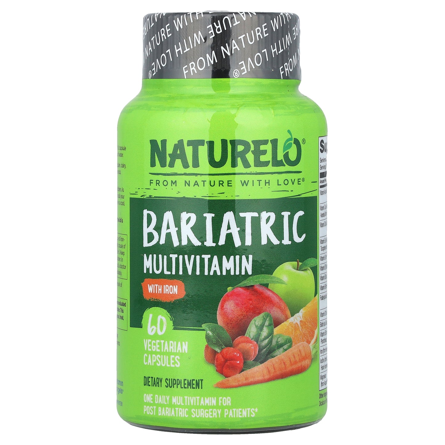 NATURELO, Bariatric Multivitamin with Iron, 60 Vegetarian Capsules