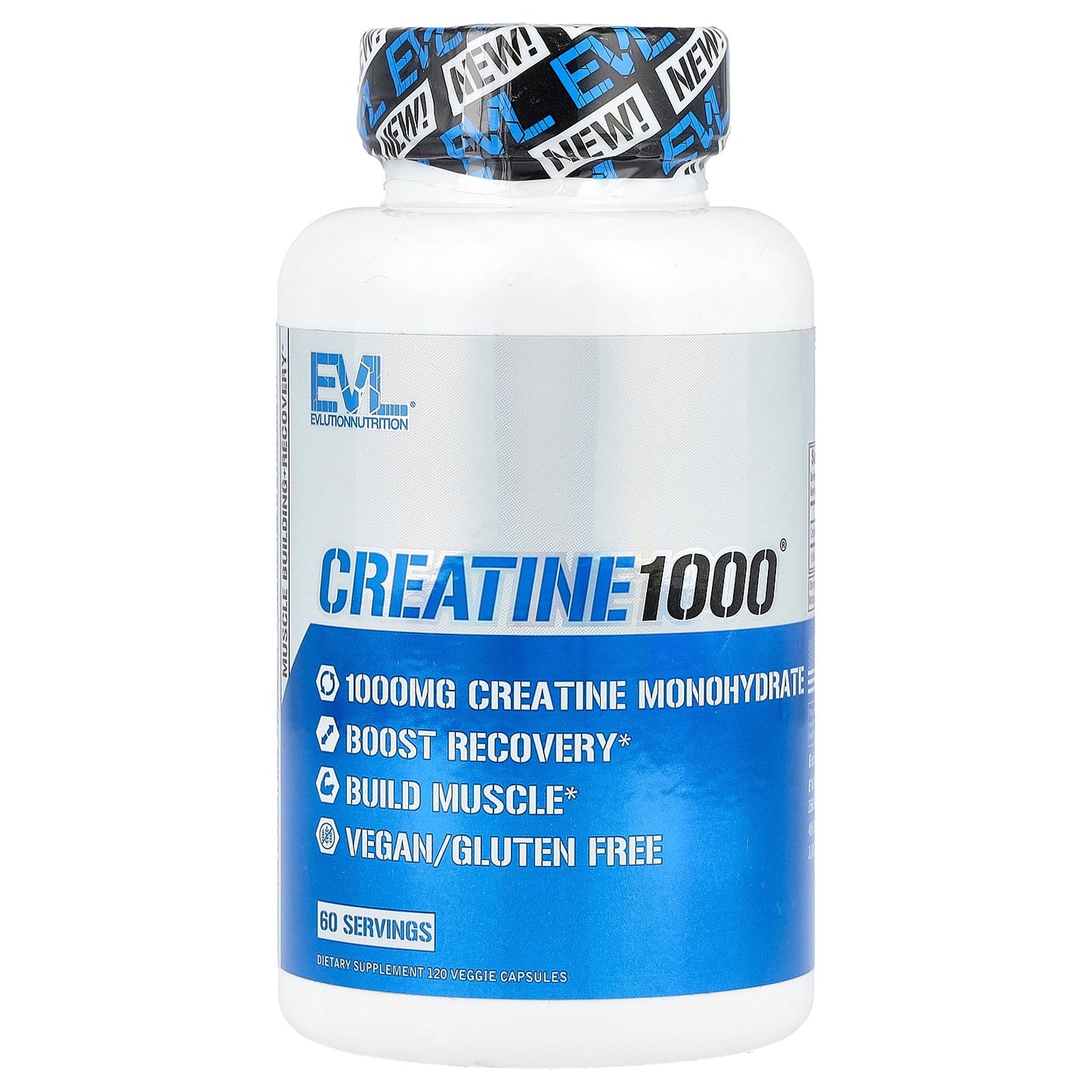 EVLution Nutrition, Creatine1000®, 1,000 mg, 120 Veggie Capsules (500 mg per Capsule)