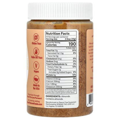 Spread The Love, Almond Butter, Unsalted, 16 oz ( 454 g)