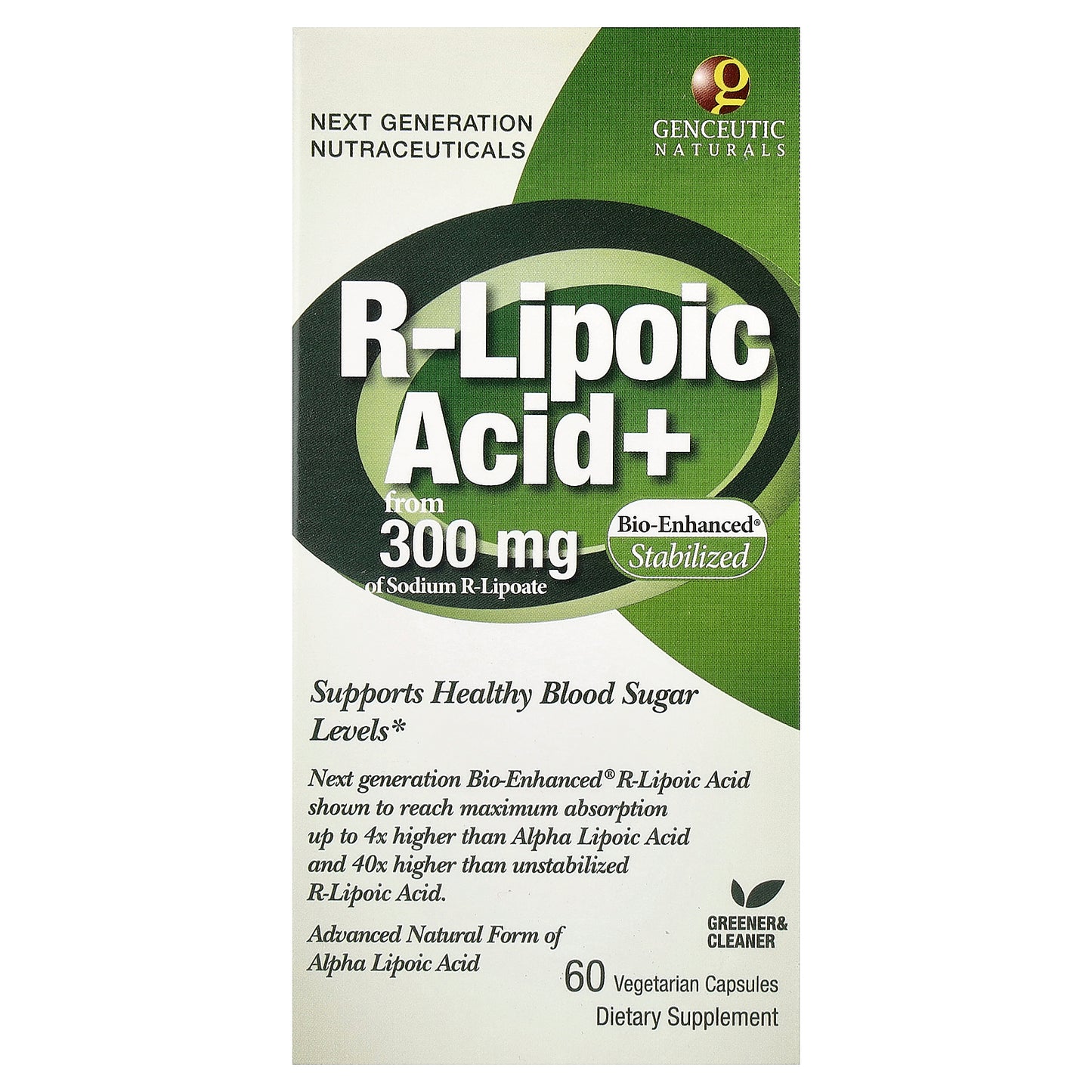 Genceutic Naturals, R-Lipoic Acid+, 300 mg, 60 Vegetarian Capsules